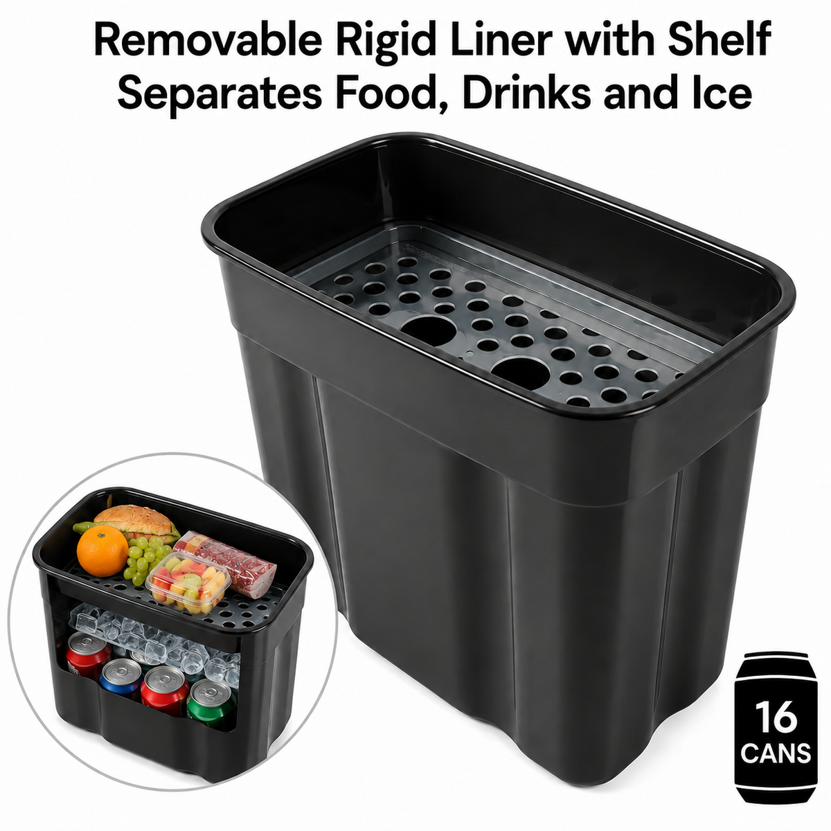 16-Can Insulated Cooler Bag with Rigid Liner and Adjustable Shoulder Strap, Gray