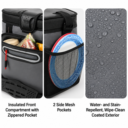 16-Can Insulated Cooler Bag with Rigid Liner and Adjustable Shoulder Strap, Gray