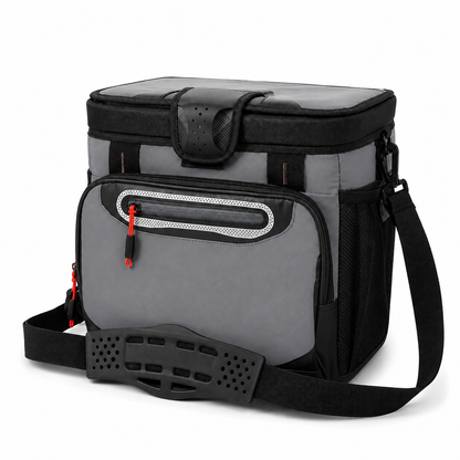 16-Can Insulated Cooler Bag with Rigid Liner and Adjustable Shoulder Strap, Gray