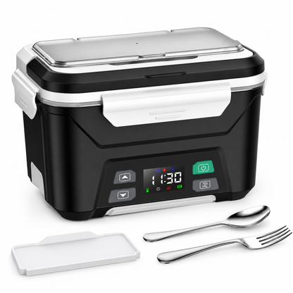 Cordless Electric Lunch Box with 10,000mAh Battery, Smart Timer, 1.3L, Black
