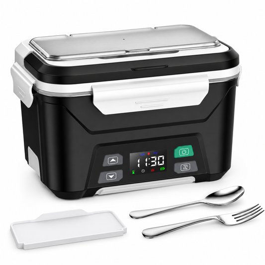 Cordless Electric Lunch Box with 10,000mAh Battery, Smart Timer, 1.3L, Black