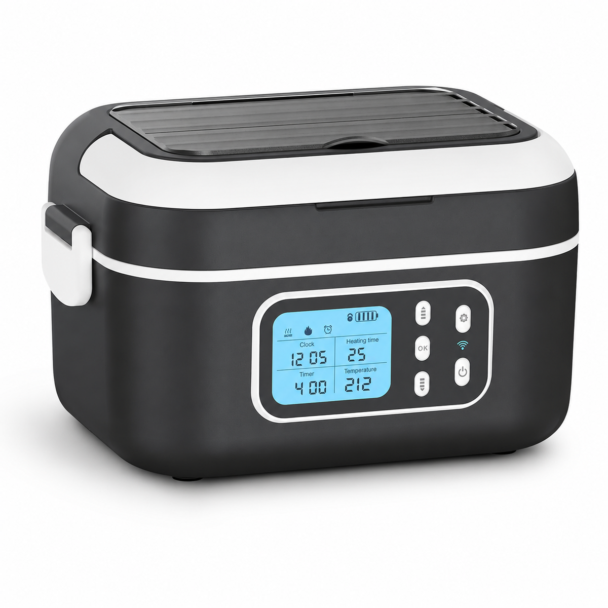 Cordless Electric Lunch Box with App Control, 27,000mAh Battery, 1.5L, Black