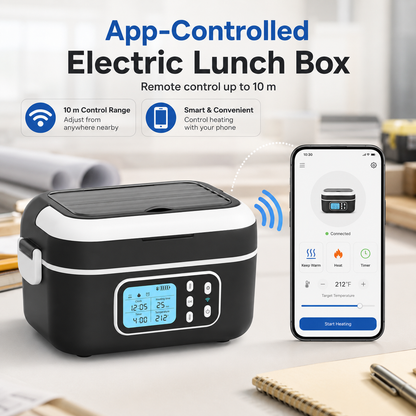 Cordless Electric Lunch Box with App Control, 27,000mAh Battery, 1.5L, Black